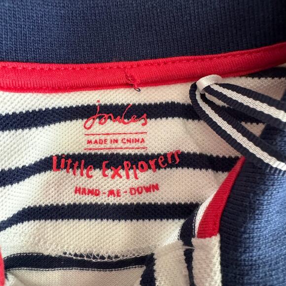 Joules Navy Blue Striped Short Sleeve Polo One Piece Romper 0-3 Months Baby Boy - Picture 5 of 5
